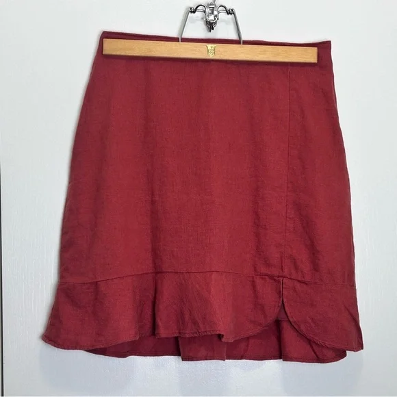 Abercrombie & Fitch XS Linen Blend Ruffle Hem Skirt Orange NWT - Picture 7 of 7